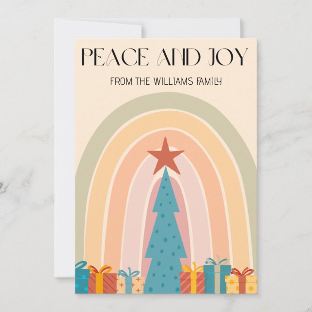 Inclusive Boho Peace Love LGBTQ Holiday Card  (Front)