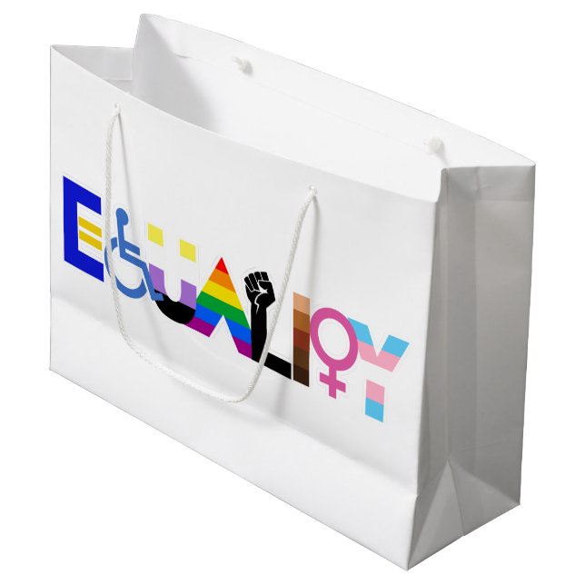 Inclusive Equality Flag Large Gift Bag (Front Angled)
