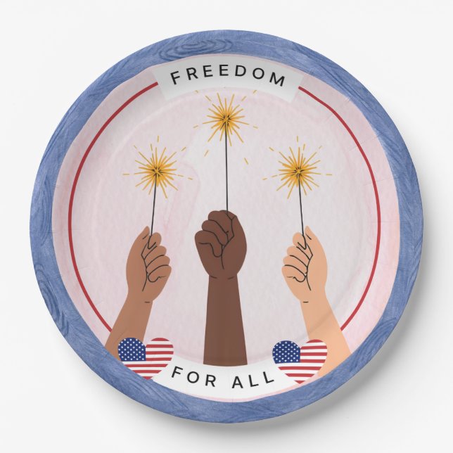 Inclusive Fourth of July - Freedom for All Paper Plate (Front)