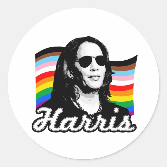 Inclusive Harris Flag Classic Round Sticker (Front)