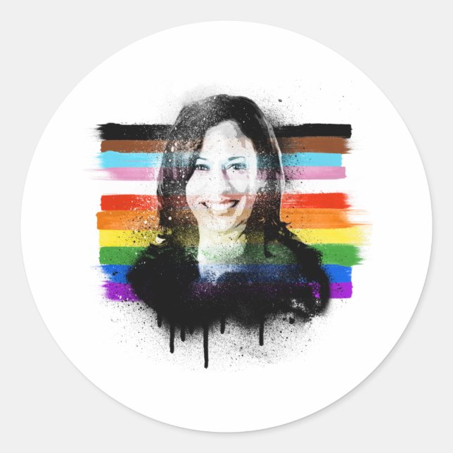Inclusive Kamala Harris Pride Graffiti Classic Round Sticker (Front)