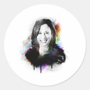 Inclusive Pride Kamala Harris Spray Paint Classic Round Sticker