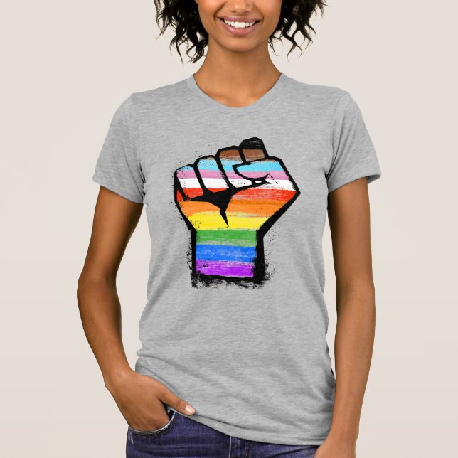 Inclusive Progress Pride Fist T-Shirt (Front)