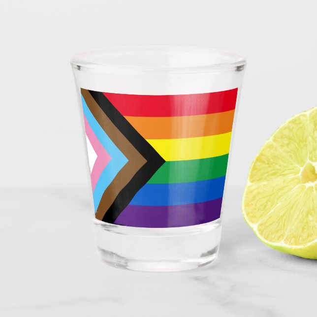 Inclusive rainbow Lgbtq gay diversity flag Shot Glass (Front)