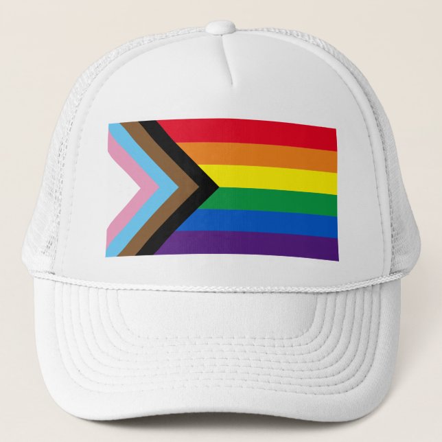 Inclusive rainbow Lgbtq gay diversity flag Trucker Hat (Front)