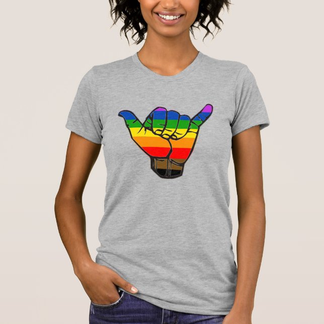 Inclusive Rainbow Shaka LGBTQ+  T-Shirt (Front)