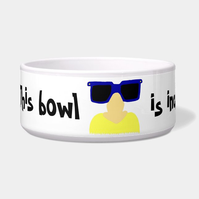 Incognito Moustache & Glasses Pet Bowl (Front)