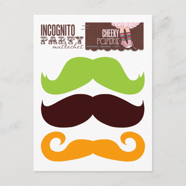 Incognito Party Moustaches 1 Postcard (Front)
