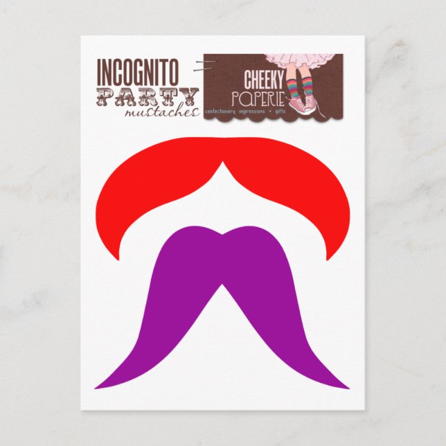 Incognito Party Moustaches 2 Postcard (Front)