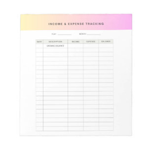 Income & Expense Tracker Notepad