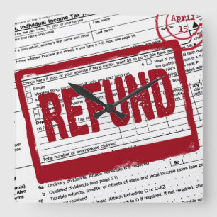Income Tax Refund Stamp Square Wall Clock