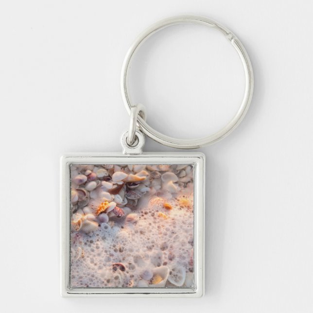 Incoming Surf And Seashells On Sanibel Island Key Ring (Front)