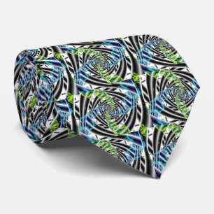 Incomplete Blue and Green Fractal Art Tie