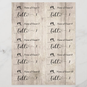 Incomplete draught 1 for "cuttable" place cards V&