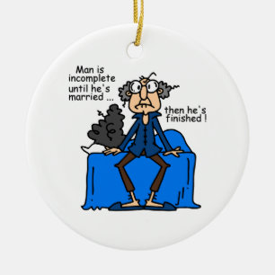 Incomplete Then Finished Marriage Humour Ceramic Tree Decoration
