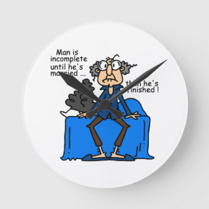 Incomplete Then Finished Marriage Humour Round Clock