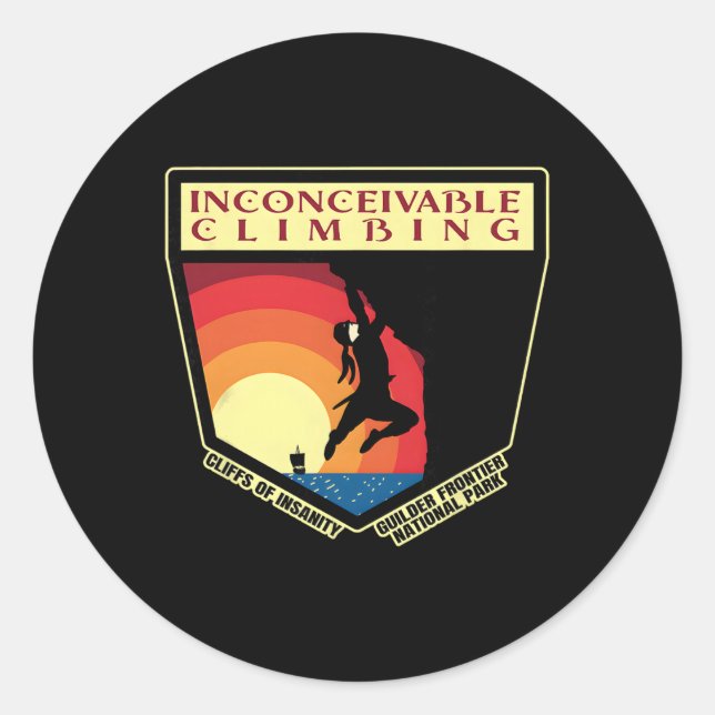 Inconceivable Climbing Cliffs Of Insanity Guilder  Classic Round Sticker (Front)