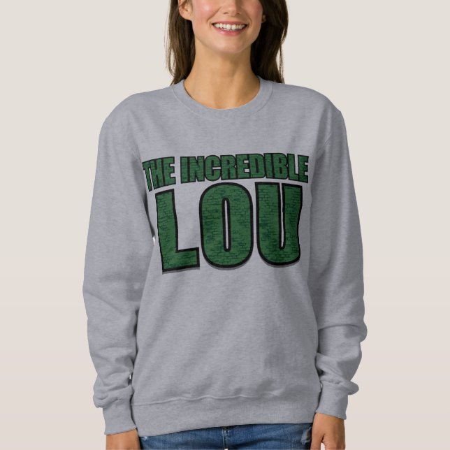 Incredible Lou - Green Brick Pattern Typography Sweatshirt (Front)