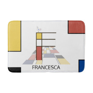 Incredible Neoplasticism Art Monogram. Letter F Bath Mat