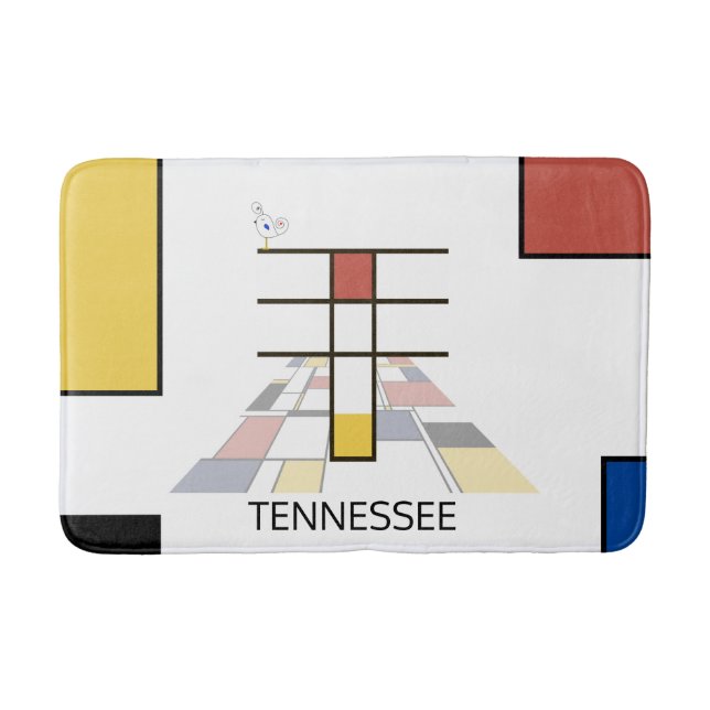 Incredible Neoplasticism Art Monogram. Letter T Bath Mat (Front)