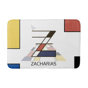 Incredible Neoplasticism Art Monogram. Letter Z Bath Mat