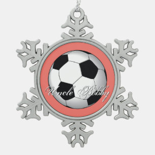 Incredible Soccer Sport Budget Monogram Snowflake Pewter Christmas Ornament