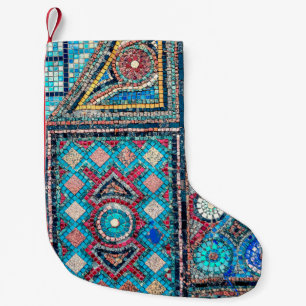 incredibly beautiful and vivid ancient mosaic on t small christmas stocking