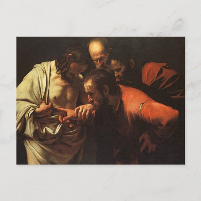 Incredulity of St. Thomas by Caravaggio Postcard (Front)