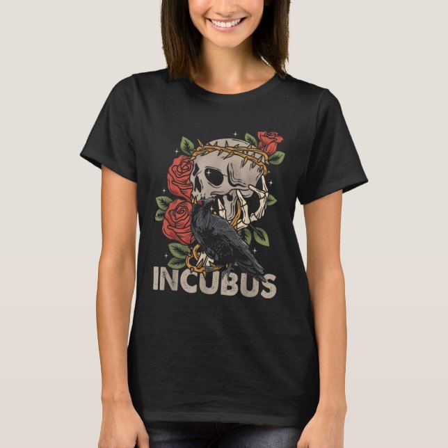 Incubus Crow Left Skull Flower Halloween Costume  T-Shirt (Front)