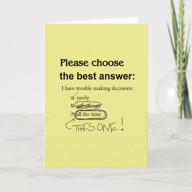 Indecisive Multiple Choice Questions Card (Front)