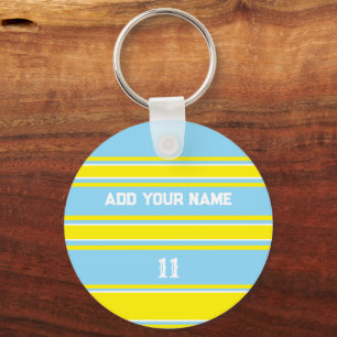 Indego and Yellow Sport Jersey - Name Number Key Ring