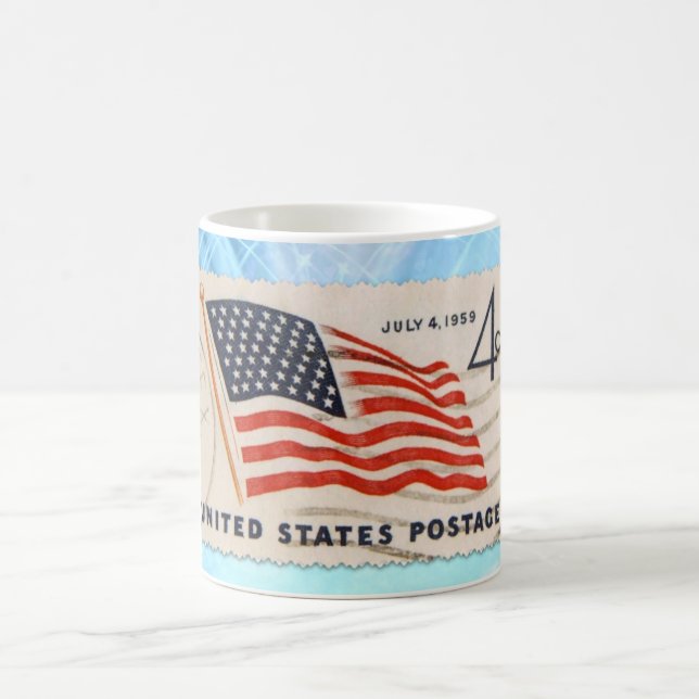 Independance Day Vintage American Postage Stamp Coffee Mug (Center)
