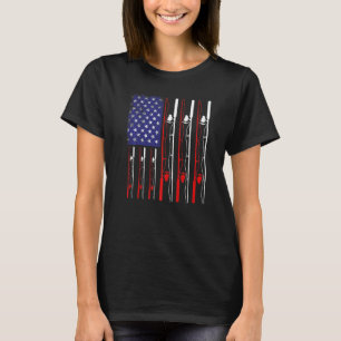 Independence 4th Of July Usa American Flag Fishing T-Shirt