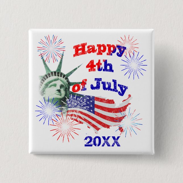 Independence Day 15 Cm Square Badge (Front)