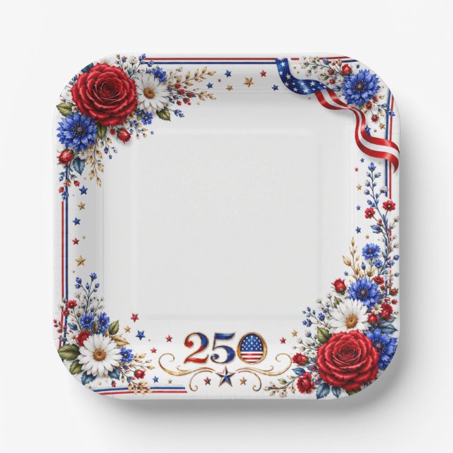 Independence Day 250th Anniversary Party Plates (Front)