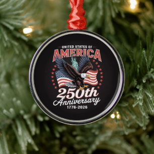 Independence Day 250th Anniversary USA Metal Tree Decoration