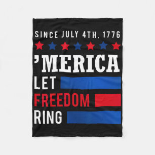 Independence Day 4th July Usa Flag America Let Fre Fleece Blanket
