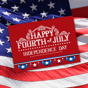 Independence Day 4th of July American Flag Red Holiday Card
