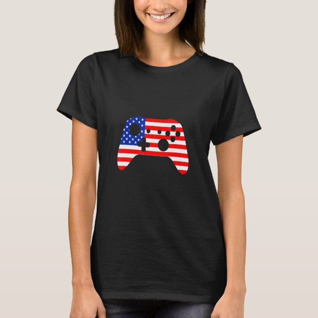 Independence Day 4th Of July Gamer Controller Desi T-Shirt (Front)