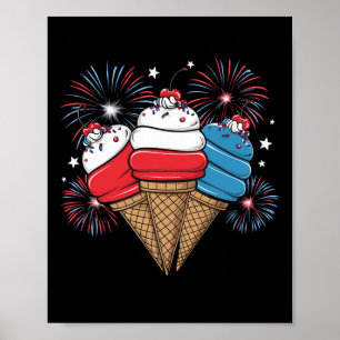 Independence Day 4th Of July Ice Cream Women Men K Poster