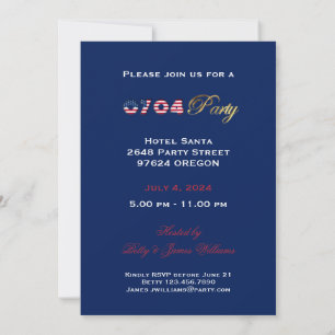 Independence Day 4th of July Party Invitation USA