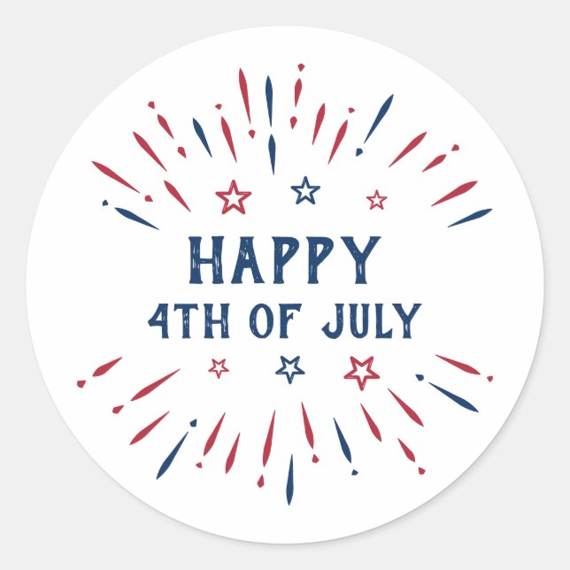 Independence Day 4th Of July Patriotic American Classic Round Sticker (Front)