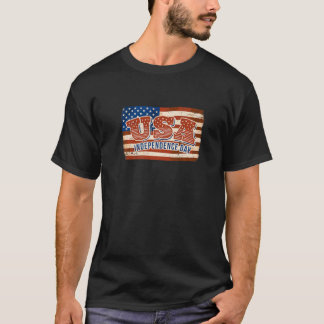Independence Day 4th Of July Usa Flag Distressed V T-Shirt