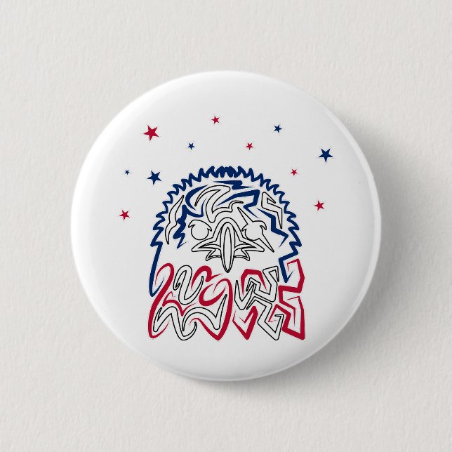 Independence Day American Eagle Stars 6 Cm Round Badge (Front)
