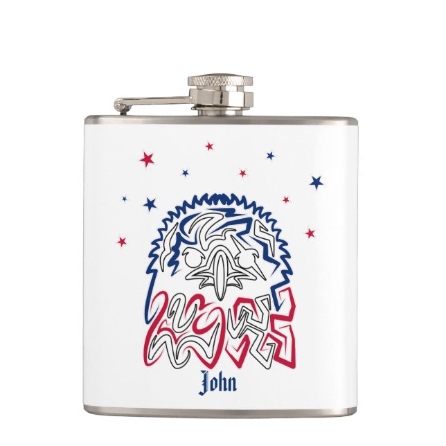 Independence Day American Eagle Stars Hip Flask (Front)