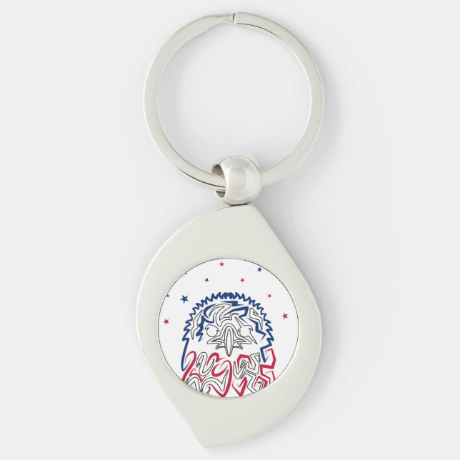 Independence Day American Eagle Stars Key Ring (Front)