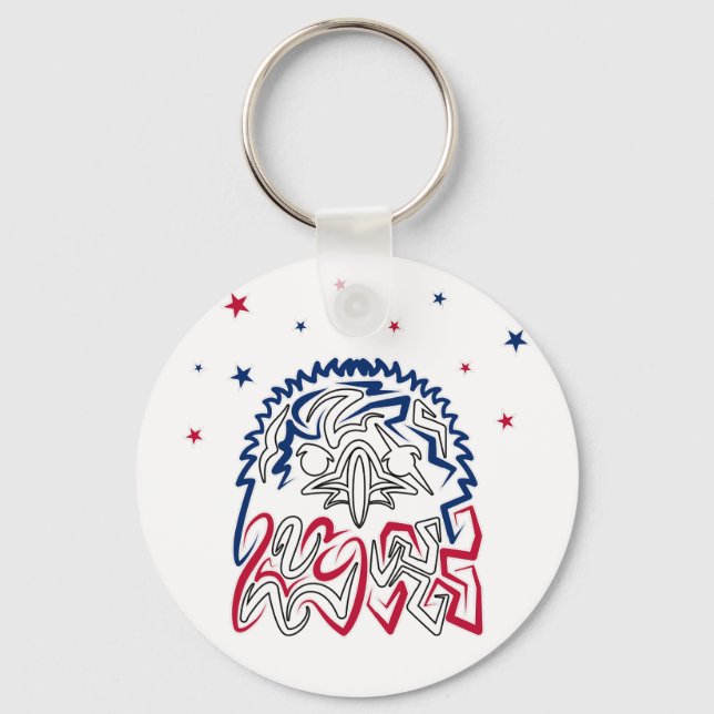 Independence Day American Eagle Stars Key Ring (Front)