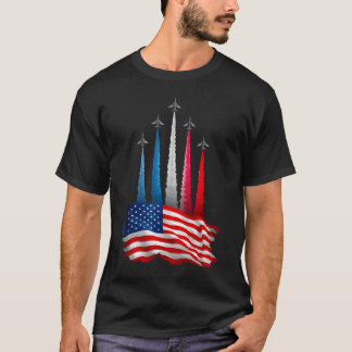 Independence Day American Flag Jet Planes Red T-Shirt