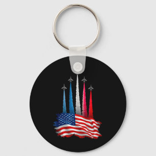 Independence Day American Flag Jet Planes Red Whit Key Ring