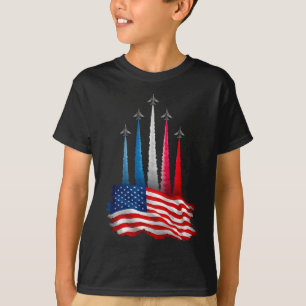 Independence Day American Flag Jet Planes Red Whit T-Shirt